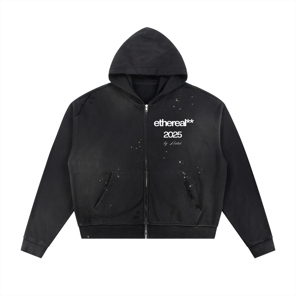 ethereal** frayed zip hoodie (EXCLUSIVE)