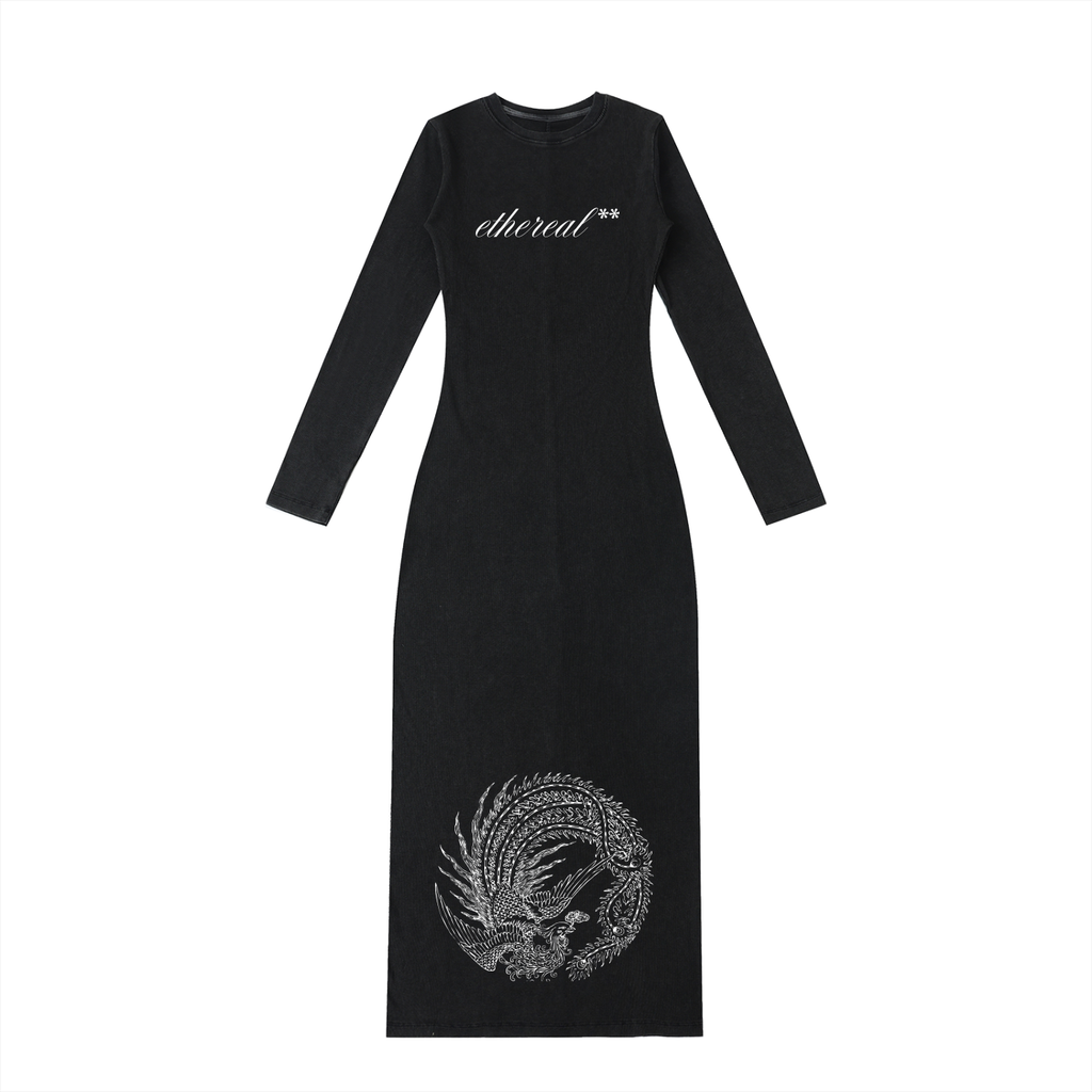 ethereal** washed slit maxi dress (EXCLUSIVE)