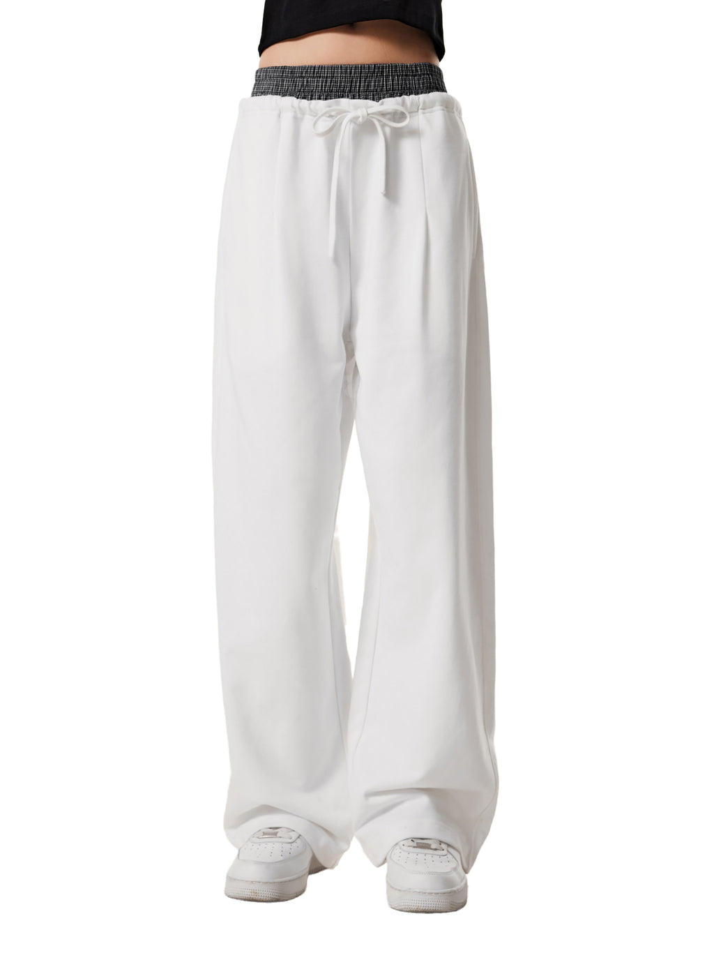 ethereal** white contrast waist sweats (EXCLUSIVE)